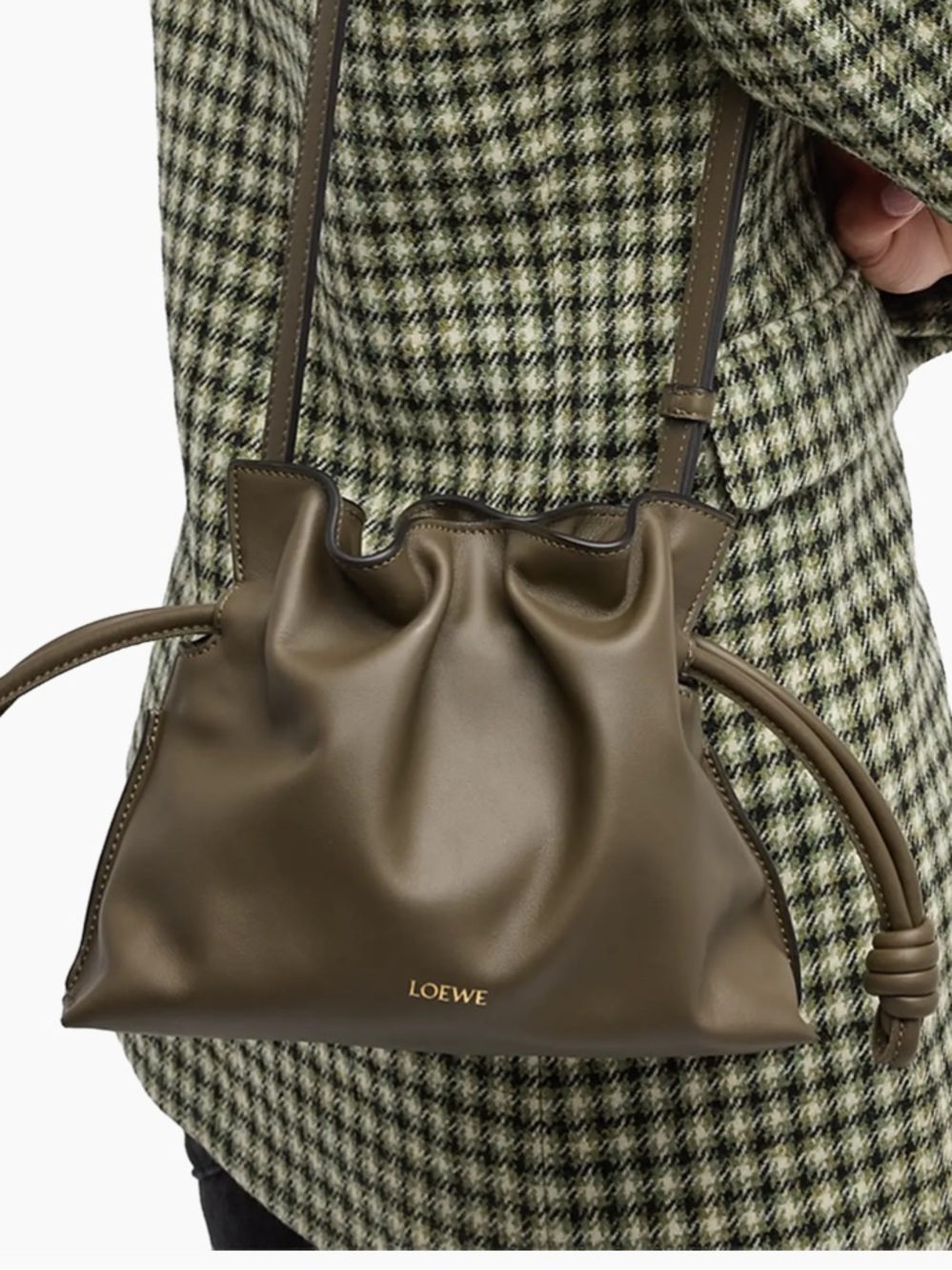 LOEWE DARK KHAKI GREEN FLAMENCO CLUTCH (MINI)